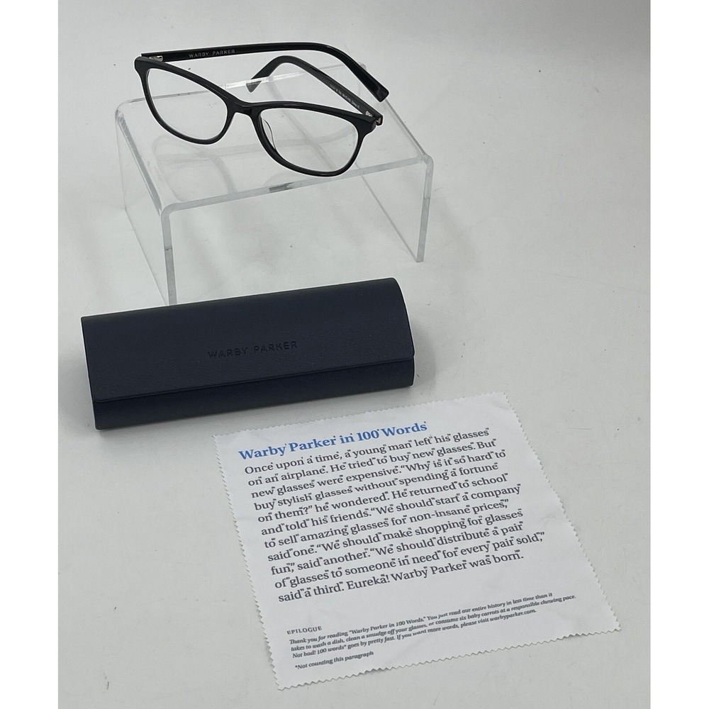Warby Parker Daisy W100 Black Full Rim Eyeglasses Frames 54-17 142 Case Cloth